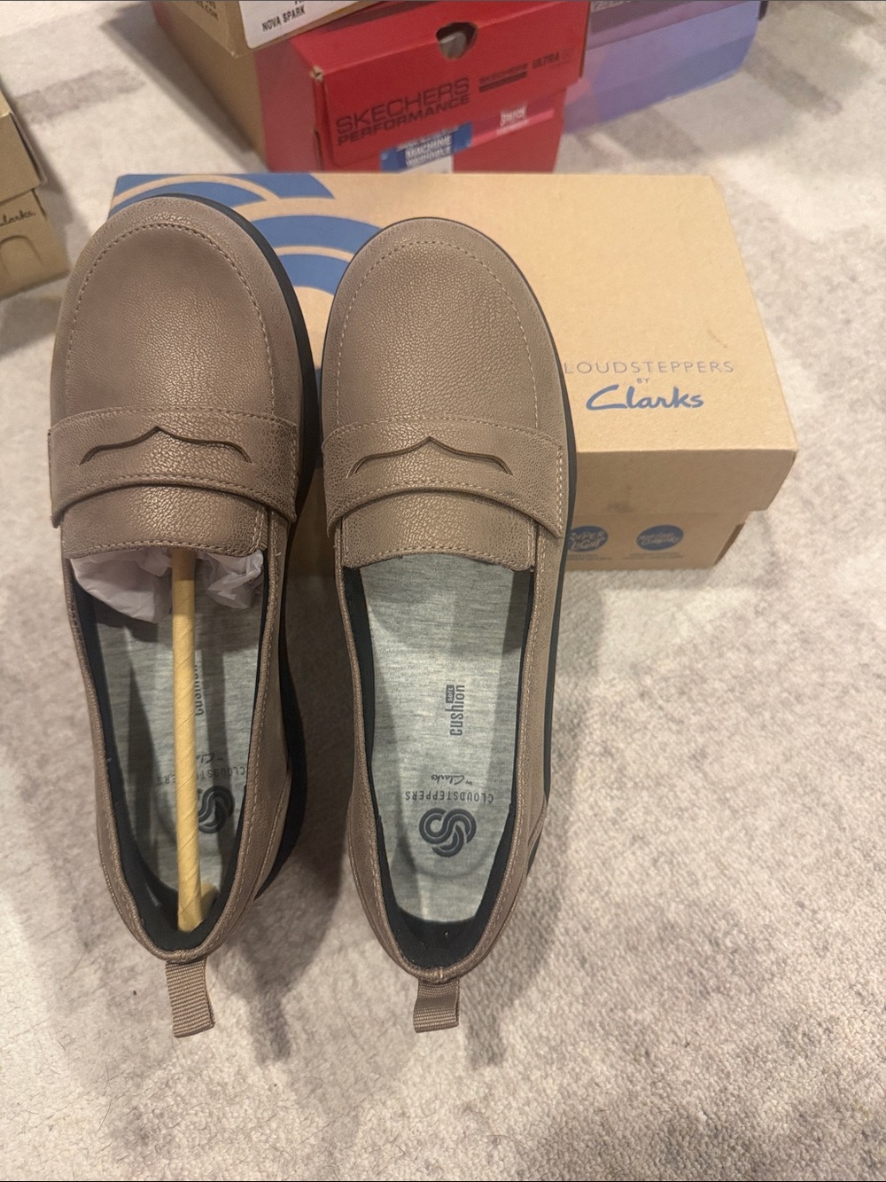 Clarks Cloudsteppers Taupe Slip-On Penny Loafers